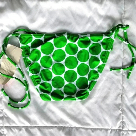 NWT Hula Honey Green & White Cute Side Tie Retro Swim Bikini Bottom Size S - Picture 5 of 5